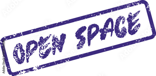 Open Space purple grunge rubber stamp signifying freedom, limitless possibilities, and boundless opportunities