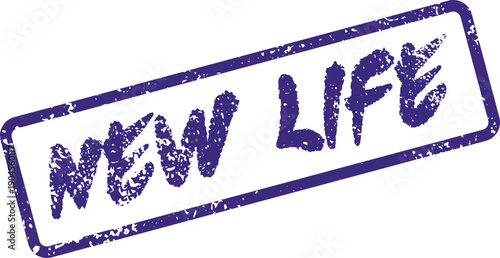 Purple textured rubber stamp showcasing New Life text for fresh starts and renewed existence