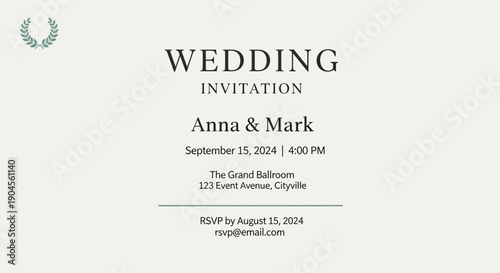 Elegant Wedding Invitation Anna & Mark - Date & Venue Details