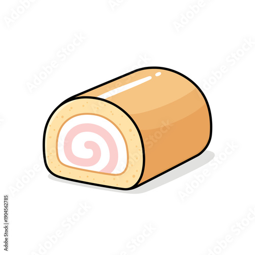 Delicious Cartoon Swiss Roll Cake Dessert Vector