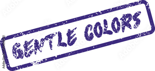 Soothing Gentle Colors text presented in a subtle purple rubber stamp design
