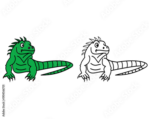 I for iguana coloring page for kids.education preschool kids.iguana vector doodle ..eps