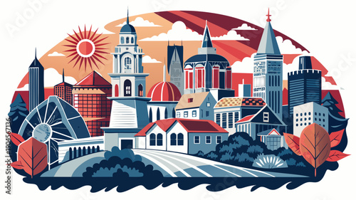 Very beautiful double exposure composition featuring iconic Connecticut landmarks blended with grayscale textures, creating a modern artistic interpretation of regional identity.