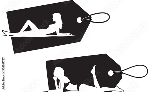 Silhouette of a woman man sitting on a keyring 