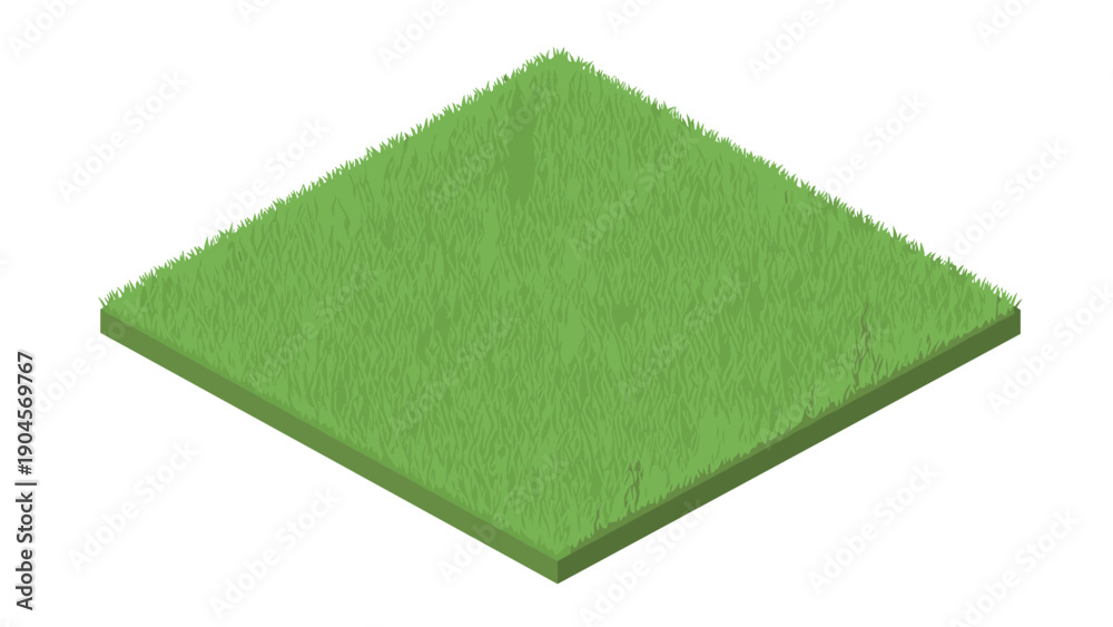 Fototapeta premium Isometric grass block on white background: 3d nature element for game design