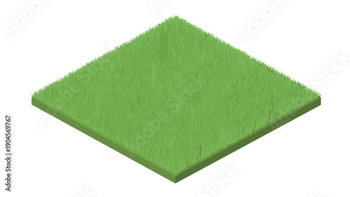 Isometric grass block on white background: 3d nature element for game design