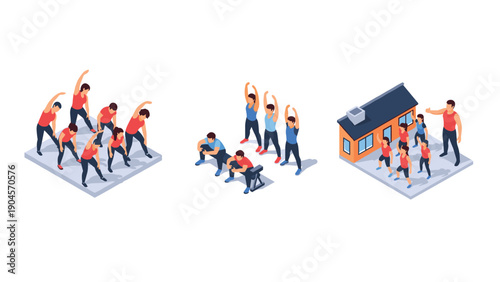 Isometric group fitness activities: outdoor, indoor, dynamic workouts