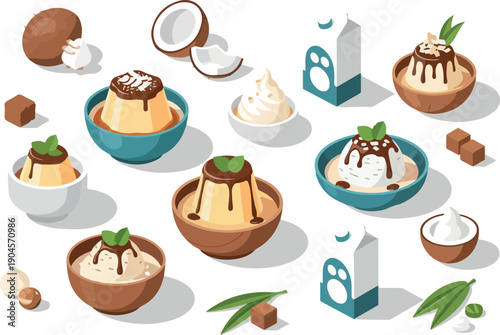 A delightful assortment of creamy desserts and sweet treats, showcasing diverse flavors and textures