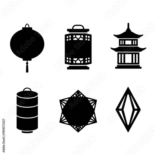 set of black and white icons