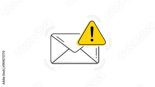 Email Warning Notification Icon Symbolizing Urgent Digital Communication Alert and Security Concerns
