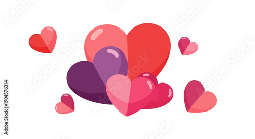 Colorful Heart Shapes Illustration.
