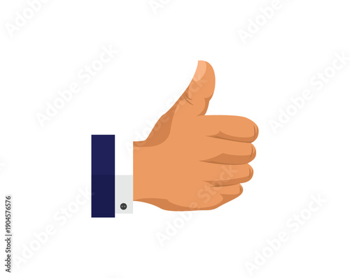 A person's hand showing a positive thumbs up sign and thumb down gesture represents a business communication concept of agreement or success with an isolated finger symbol