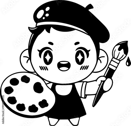 girl character dressed as an artist