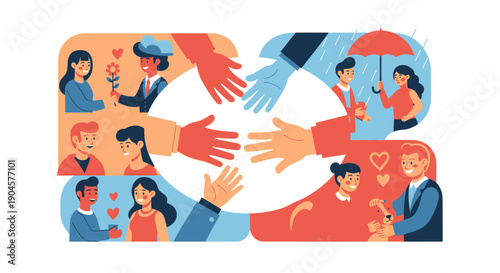 Diverse Hands Reaching Out Together.