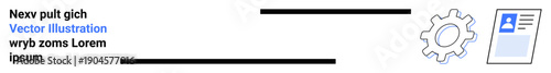 Identity verification, cybersecurity, digital services, online authentication, user control, workflow optimization. Gear icon with profile card and placeholder text. Identity verification