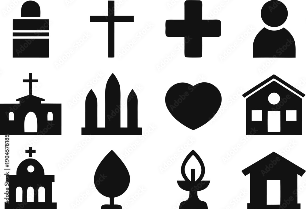 Fototapeta premium Christian set of religious symbols