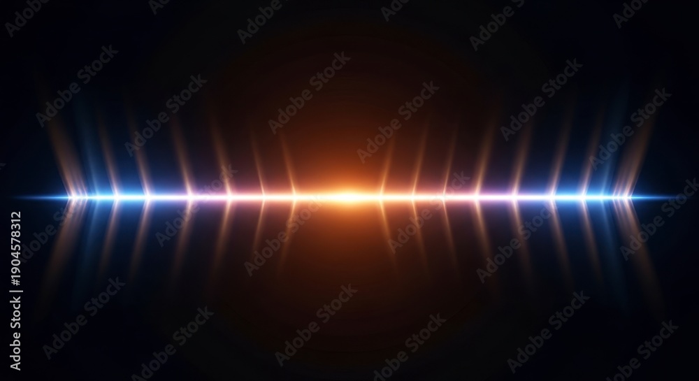 Obraz premium A dynamic symmetrical abstract light effect featuring blue and orange colors on a dark background. illustration
