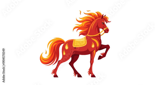 Red Horse with Flowing Mane Illustration.