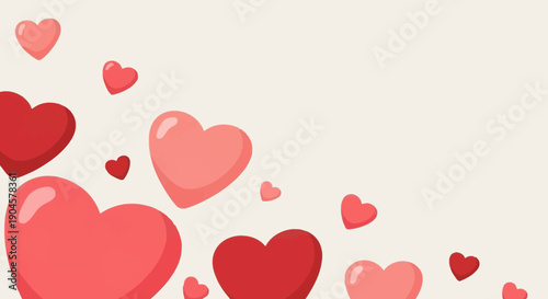 Red and Pink Hearts Floating in Air.