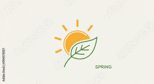 Spring season icon with sun and leaf symbolizing growth and renewal