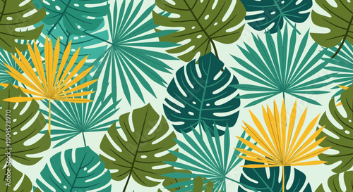 Tropical Leaves Pattern - Exotic Jungle Foliage Seamless Background