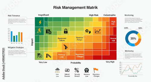 Risk Management Matrix with Icons and Charts