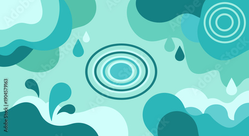 Water Droplets and Ripples in Abstract Design.