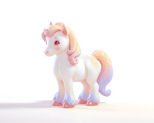 Adorable Colorful Toy Unicorn with Shimmering Mane and Body