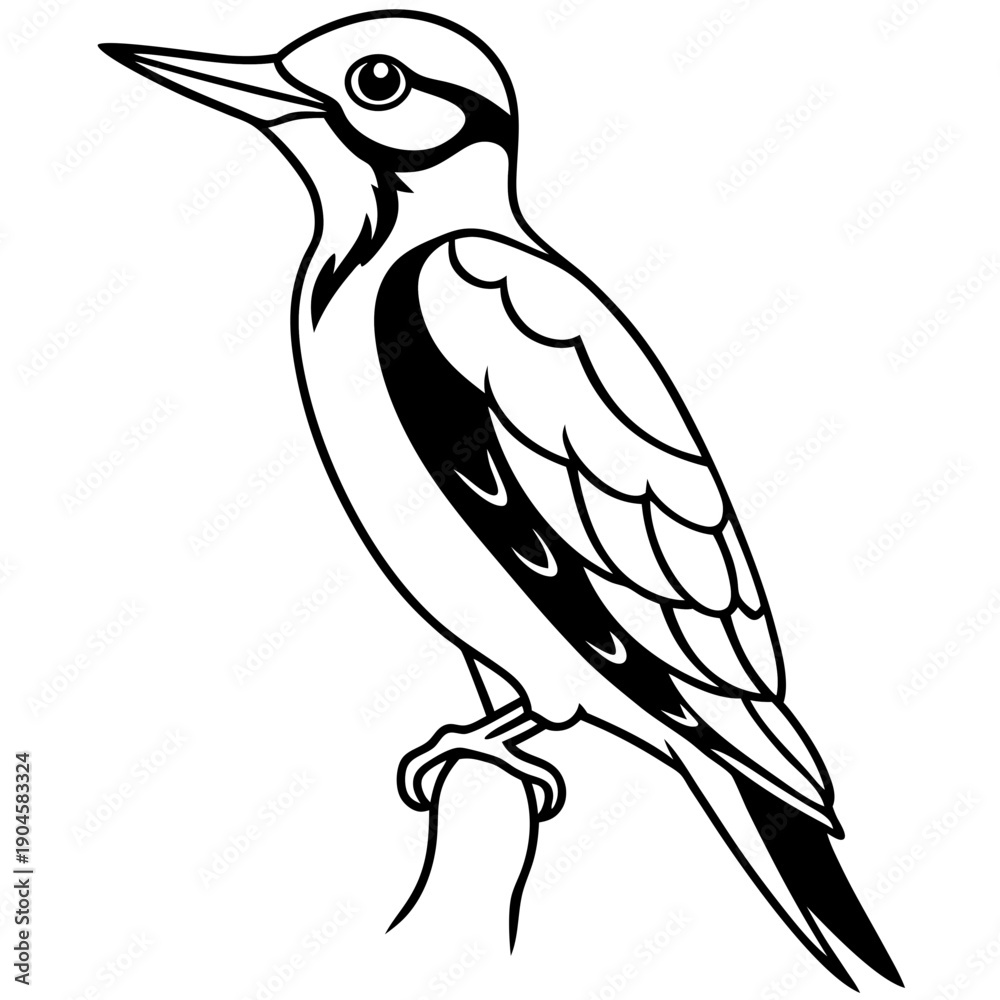 Obraz premium Woodpecker line art vector