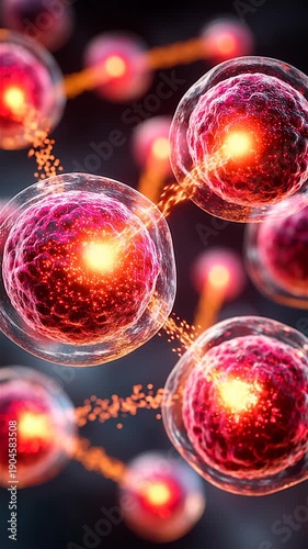 Antioxidant Particles Protecting Cells from Oxidative Stress, Microscopic Cellular Defense Mechanism with Color Gradient Background