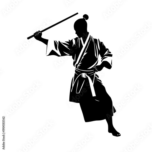 Kendo Stance Preparation Silhouette