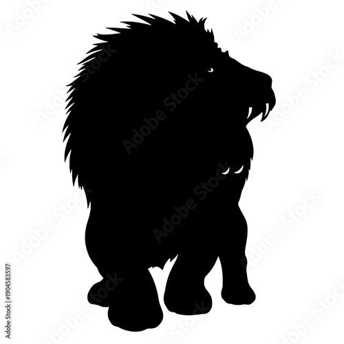 Lioness Roaring Silhouette with Short Mane