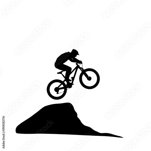 Minimalist Mountain Bike Jump Silhouette