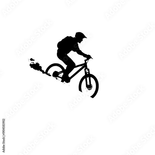 Mountain Biker Cornering Silhouette