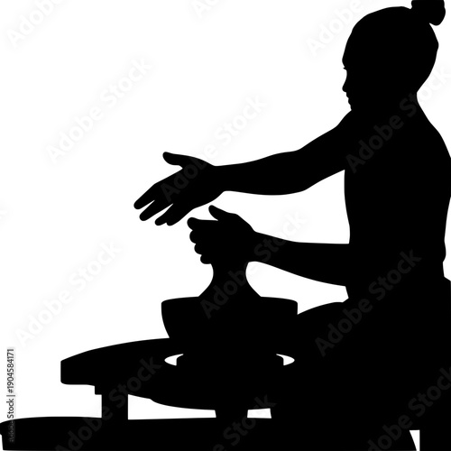 Potter Centering Clay Silhouette