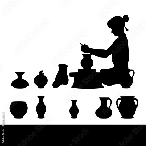 Pottery Shaping Process Silhouette
