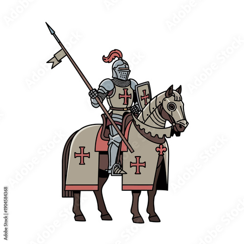 Knight on Horseback with Lance and Shield