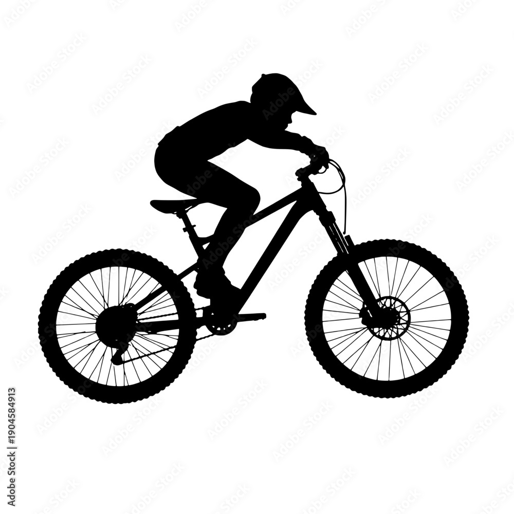 Fototapeta premium Side Profile Mountain Bike Jump Silhouette