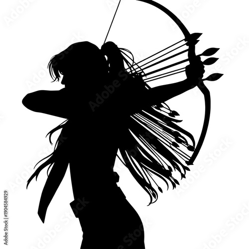 Silhouette: Female Archer with Quiver