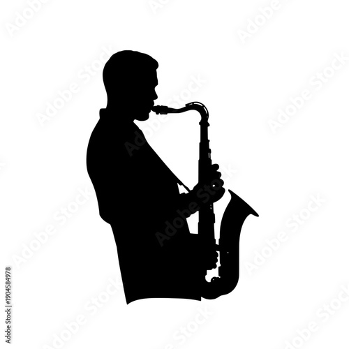 Silhouette of Saxophonist in Spotlight