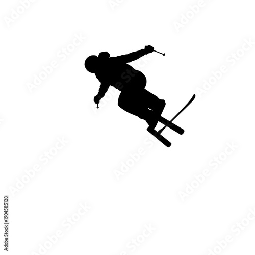 Ski Jumper Silhouette Aerial View