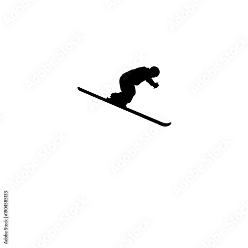 Ski Jumper Silhouette Preparing to Land