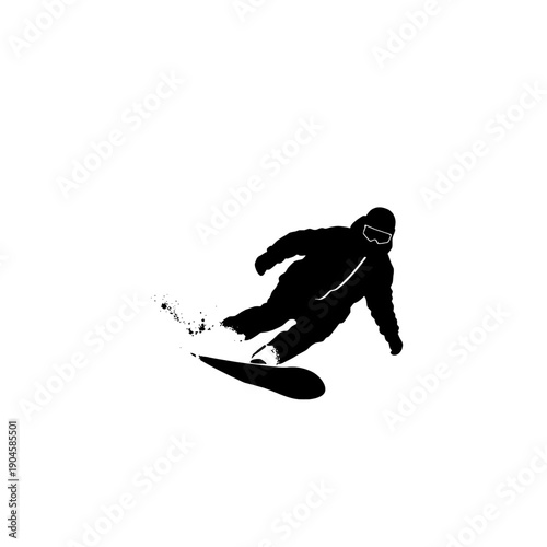 Snowboarder Silhouette Spraying Snow on a Carve