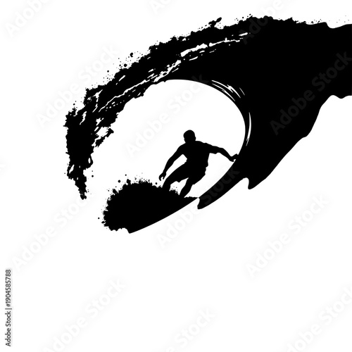 Surfer Silhouette in a Tube