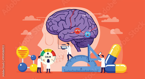 Brain Science. Neuroscience Research. Medical Illustration. Digital Art. Conceptual.