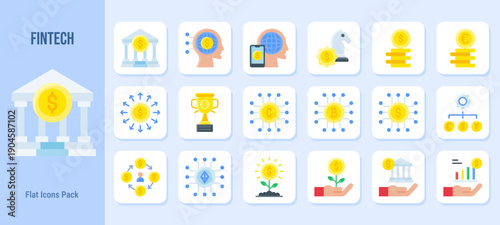 Fintech icons set