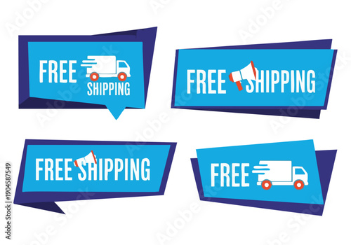Free Shipping Labels. Delivery Service Icons. E-commerce Promotion.