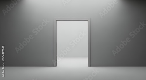 Minimalist Gray Doorway with White Background