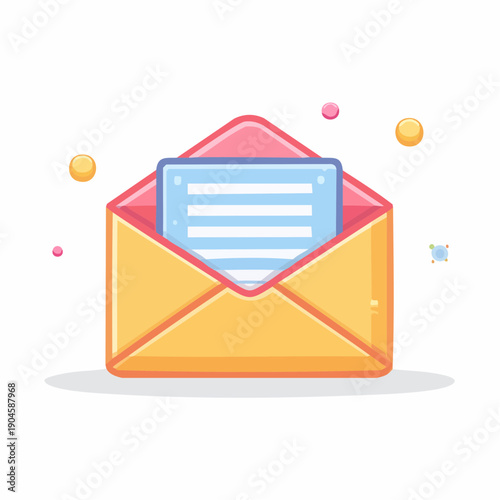 cute pastel flat illustration of an email inbox icon, office communication theme, pastel colors, thick rounded outline, kawaii vector icon