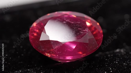 Polished Ruby Gemstone with Brilliant Facets Rotating